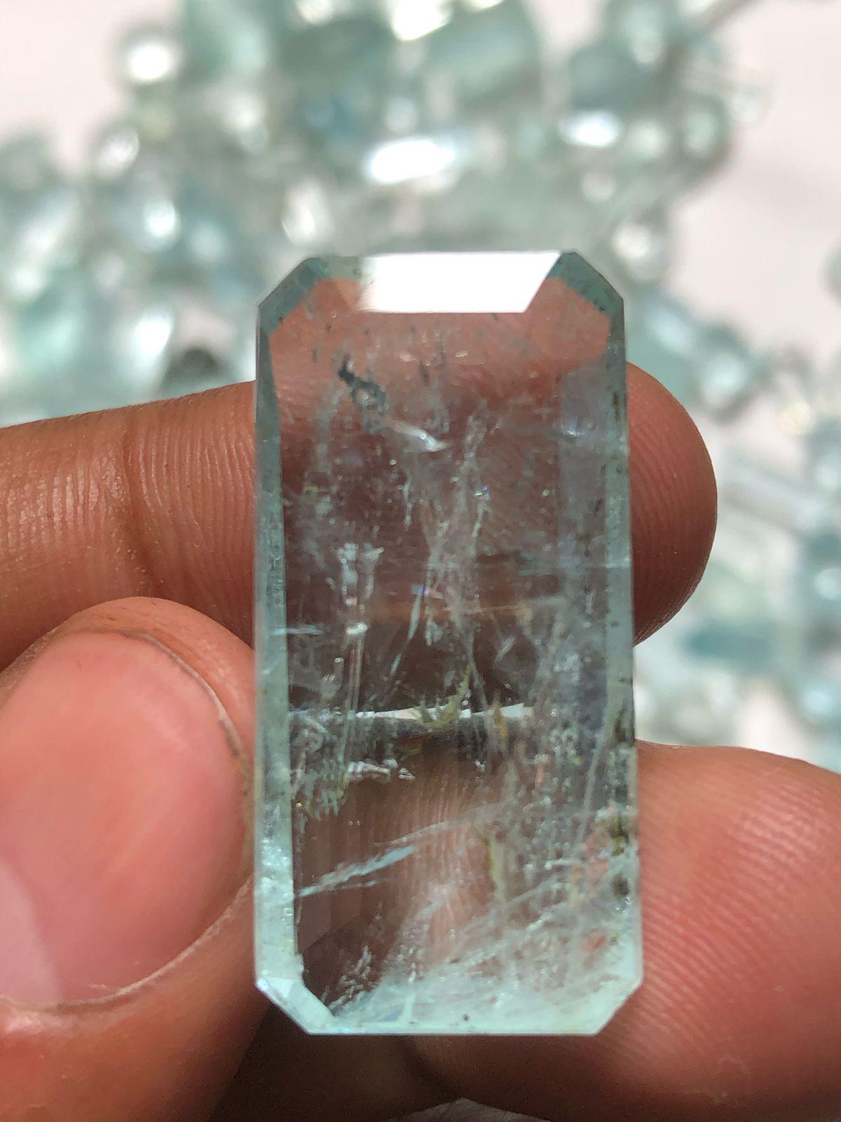 29.88ct Aquamarine Faceted Crystal | Raw Aquamarine Gemstone | High-Quality Loose Aquamarine for Jewelry | Beryl Aquamarine