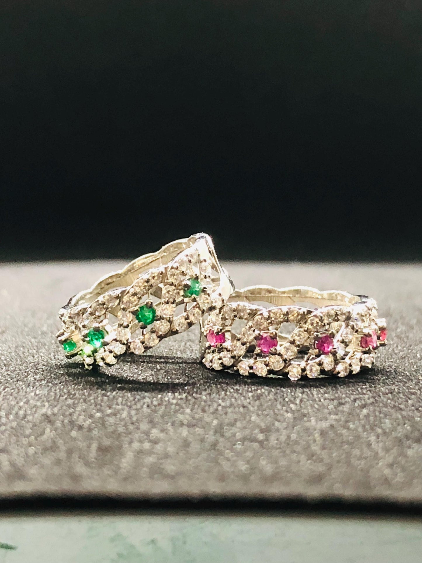 Ruby Emerald Eternity Band Ring: Sterling Silver Wedding Jewelry