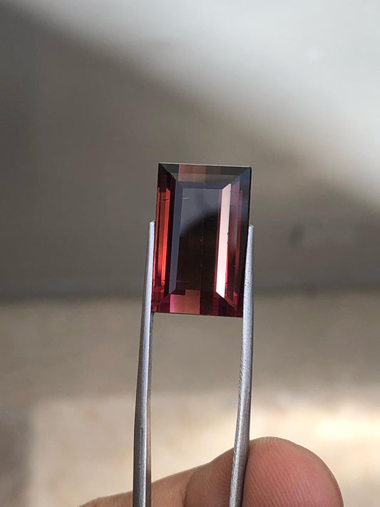 17.28 Carat Emerald Cut Tourmaline Gemstone: Deep Rich Hue, Natural Inclusions