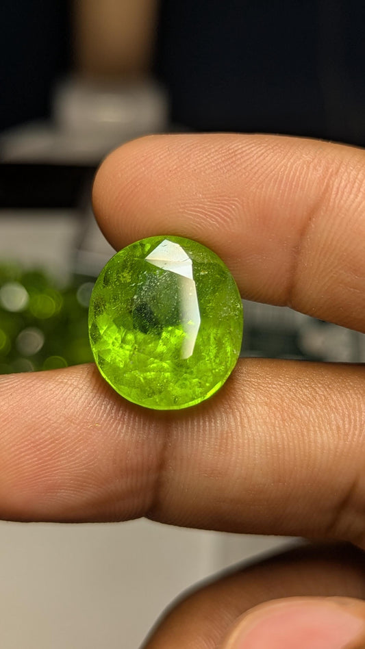 Natural 27.52 Carat Peridot Gemstone | Oval Faceted Cut | Pakistan Origin