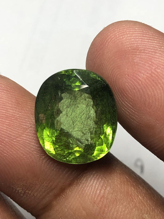 Natural 15.60 Carat Faceted Oval Peridot | Vibrant Green Peridot Gemstone | Pakistan Origin