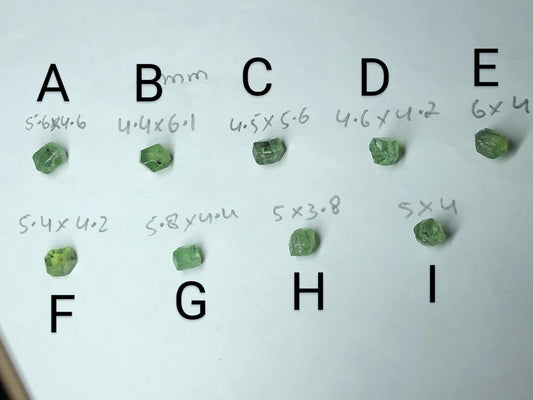 Natural Rough Demantoid Garnet Crystals Lot – 9 Pieces | Green Raw Garnet for Jewelry Making & Collectors | Untreated Hexagon Demantoid Gems