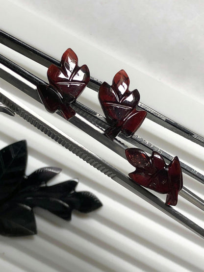 Natural 18.65ct Leaf Carved Purple Tourmaline Set  Handcrafted Gemstone Carvings for Jewelry Making, Collectors Gem, Healing Crystal