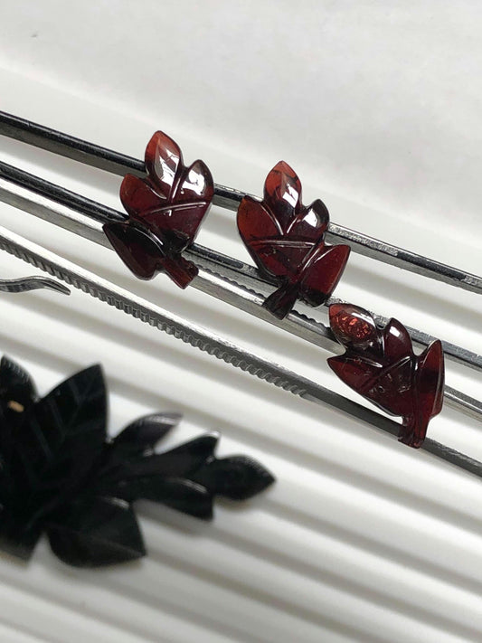 Natural 18.65ct Leaf Carved Purple Tourmaline Set  Handcrafted Gemstone Carvings for Jewelry Making, Collectors Gem, Healing Crystal