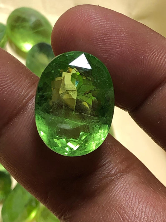 24.620 Carat Natural Peridot Loose Gemstone | Vibrant Green Cushion Cut