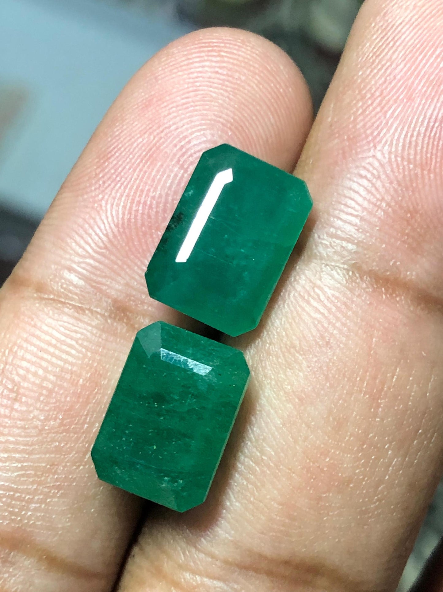 12.670 Carat Zambian Emerald Pair | Loose Emeralds for Ring | Natural Green Gemstones