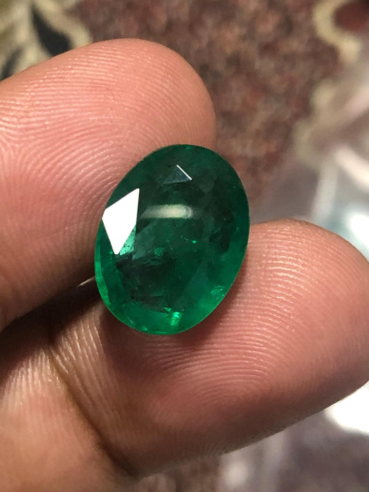 7.49 Carat Natural Zambian Emerald Oval Cut Loose Gemstone