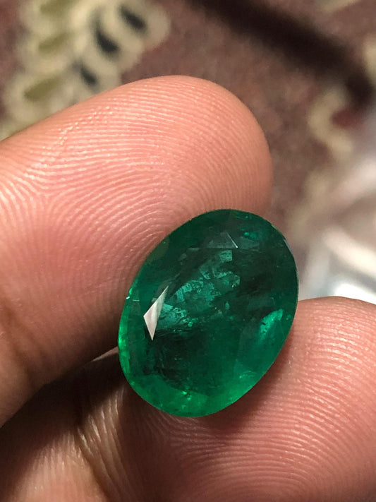 6.87 Carat Natural Zambian Emerald Oval Loose Green Gemstone