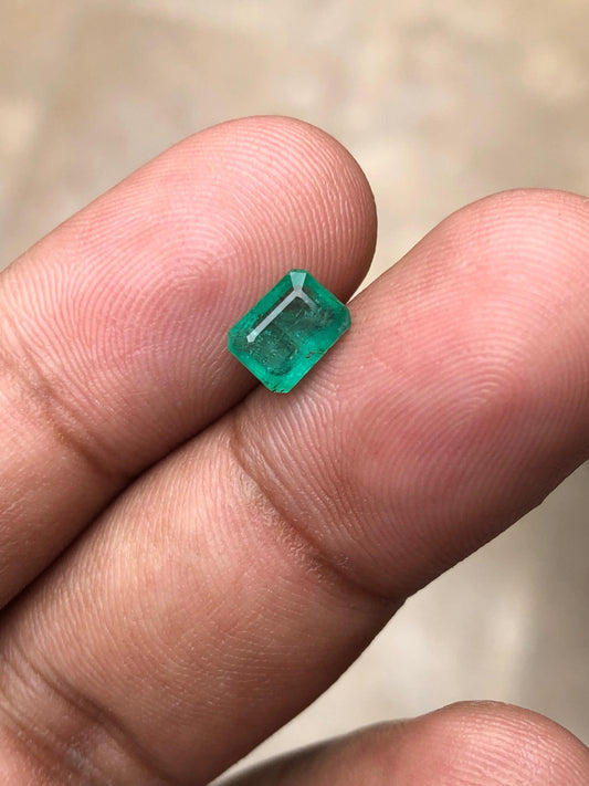 1.110 Carat Natural Panjshir Emerald | Rectangle Cut Green Gemstone