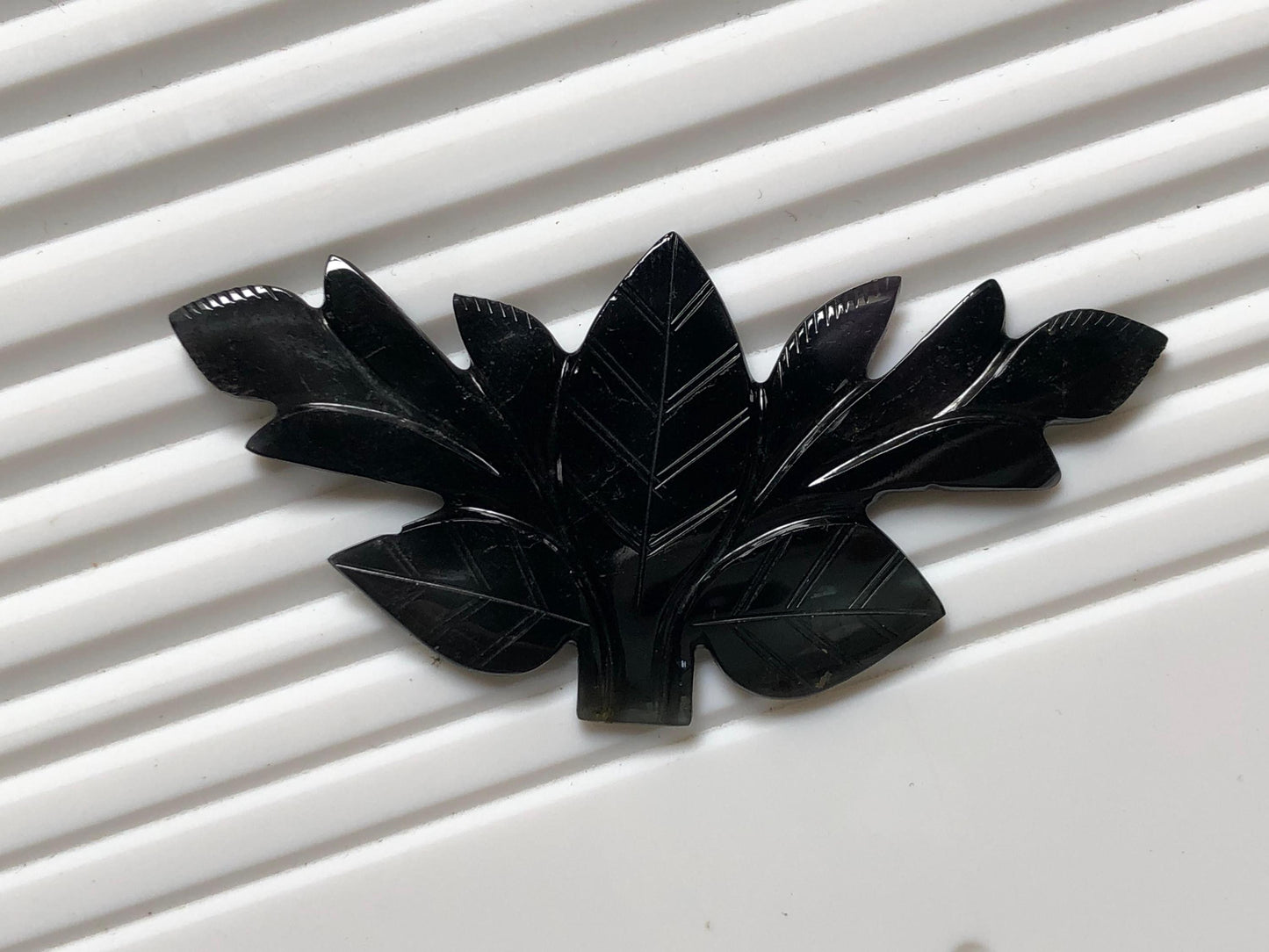 34.750 Carat Natural Black Tourmaline Leaf Carving – Handcrafted Gemstone