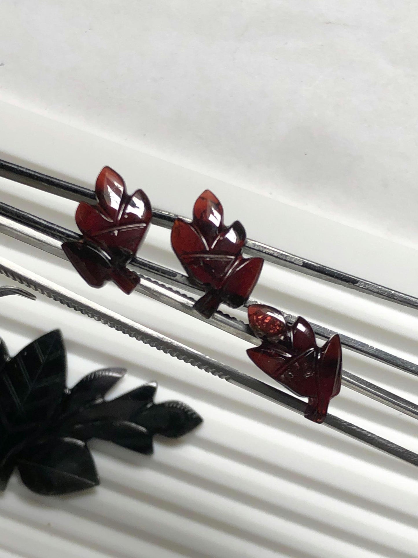 Natural 18.65ct Leaf Carved Purple Tourmaline Set  Handcrafted Gemstone Carvings for Jewelry Making, Collectors Gem, Healing Crystal