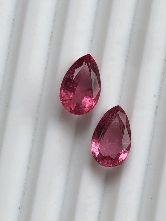 6.76 Carat Pink Tourmaline Pair Pear Cut | Natural Pink Gemstones for Earrings or Ring