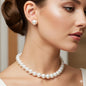 Natural Pearl Necklace with Silver 925 Earrings, 11mm Pearls Jewelry Set