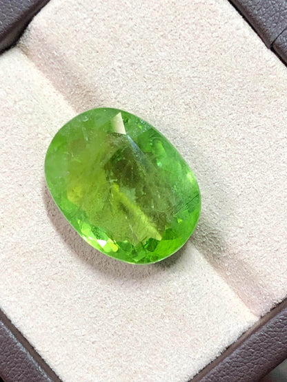 27.235 Carat Natural Peridot Gemstone: Oval Cut Green Gem