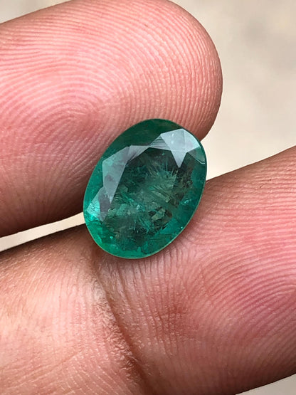 3.205 Carat Natural Emerald Oval Loose Green Gemstone for Fine Jewelry | Zambian Origin