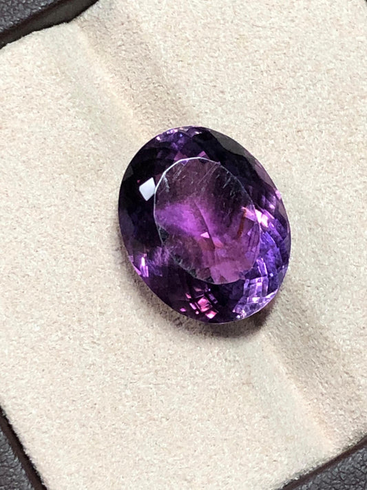 Large Amethyst Gemstone 19.945 Carat | Oval Cut Loose Stone for Jewelry | Natural February Birthstone