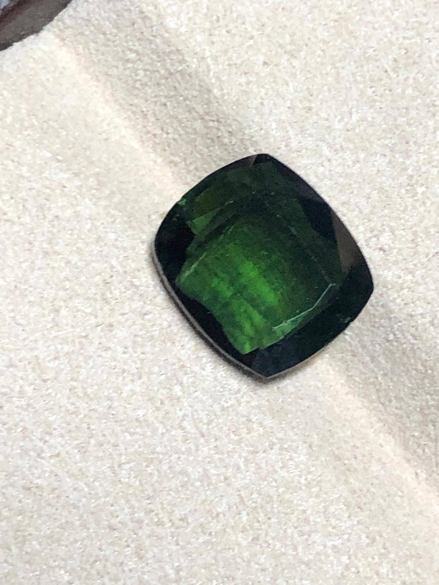 Faceted Green Tourmaline 4.585 Carat | Cushion Cut Verdelite Loose Gemstone | Natural Tourmaline