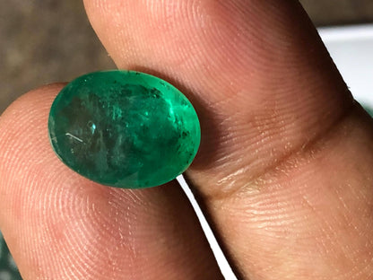 5.74 Carat Zambian Emerald: Oval Green Gemstone