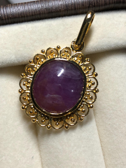 Ruby Cabochon Pendant | 18K Gold‑Plated Sterling Silver