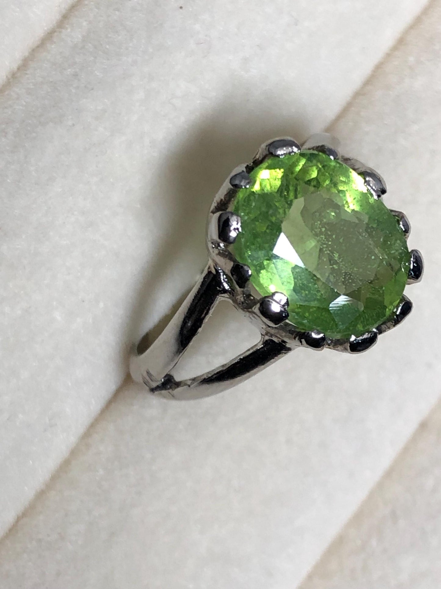 Handmade Oval Peridot Ring: Sterling Silver August Birthstone, US Size 12.5