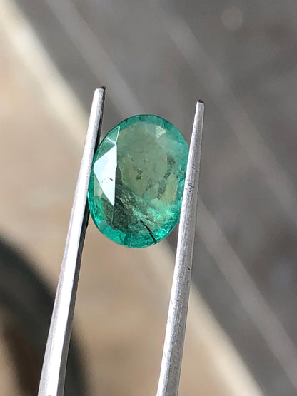 3.110 Carat Natural Emerald Oval Loose Green Gemstone for Fine Jewelry | Zambian Origin