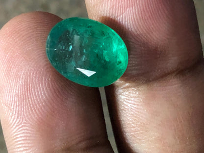 5.74 Carat Zambian Emerald: Oval Green Gemstone