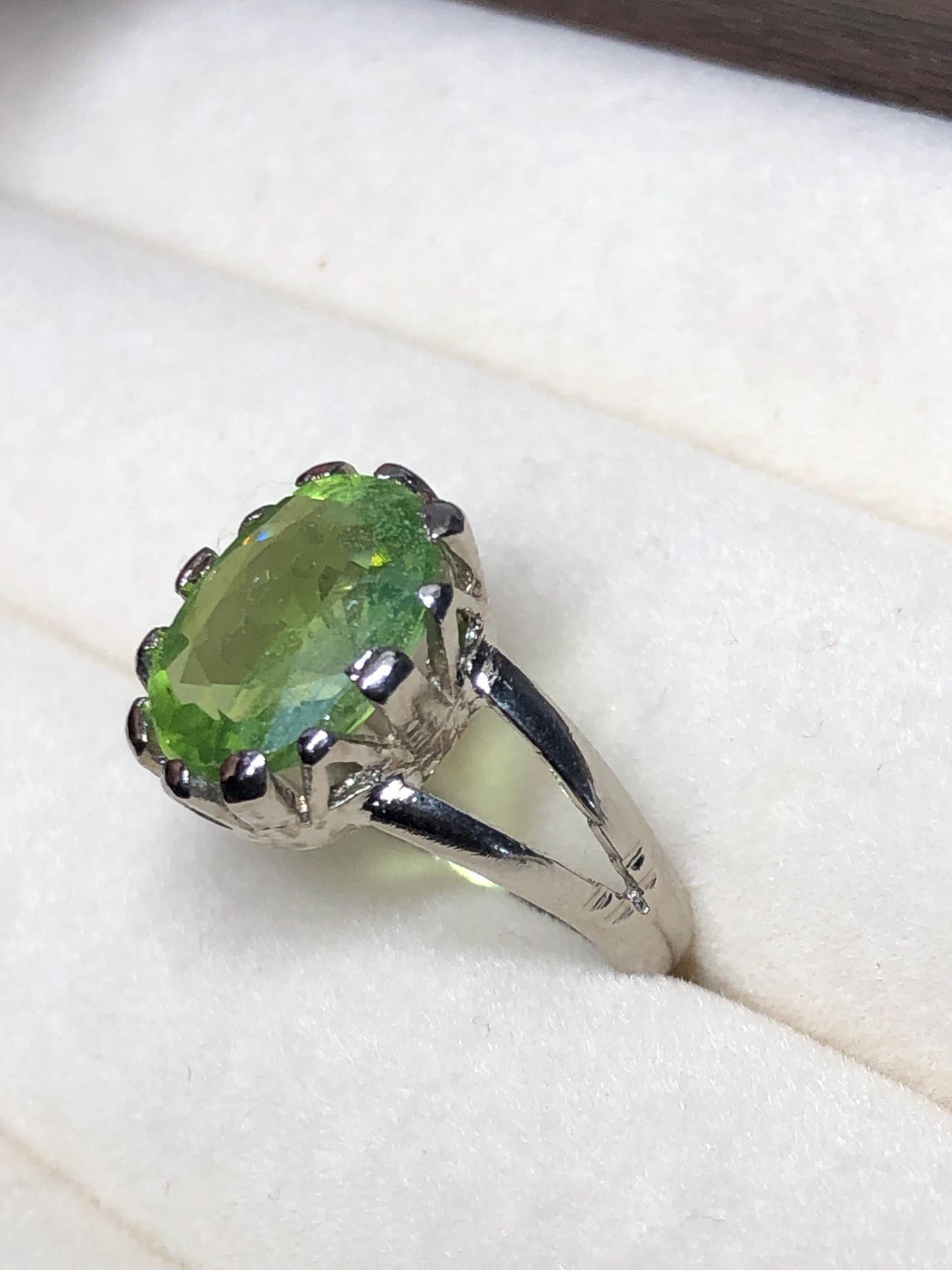 Handmade Oval Peridot Ring: Sterling Silver August Birthstone, US Size 12.5