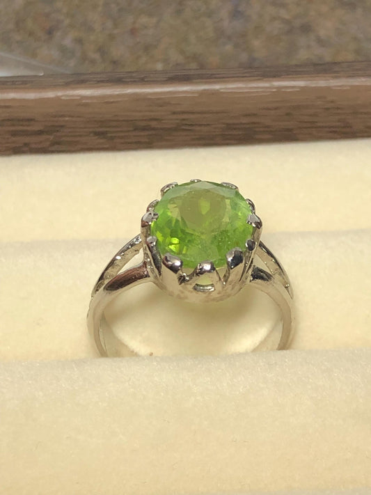 Handmade Oval Peridot Ring: Sterling Silver August Birthstone, US Size 12.5