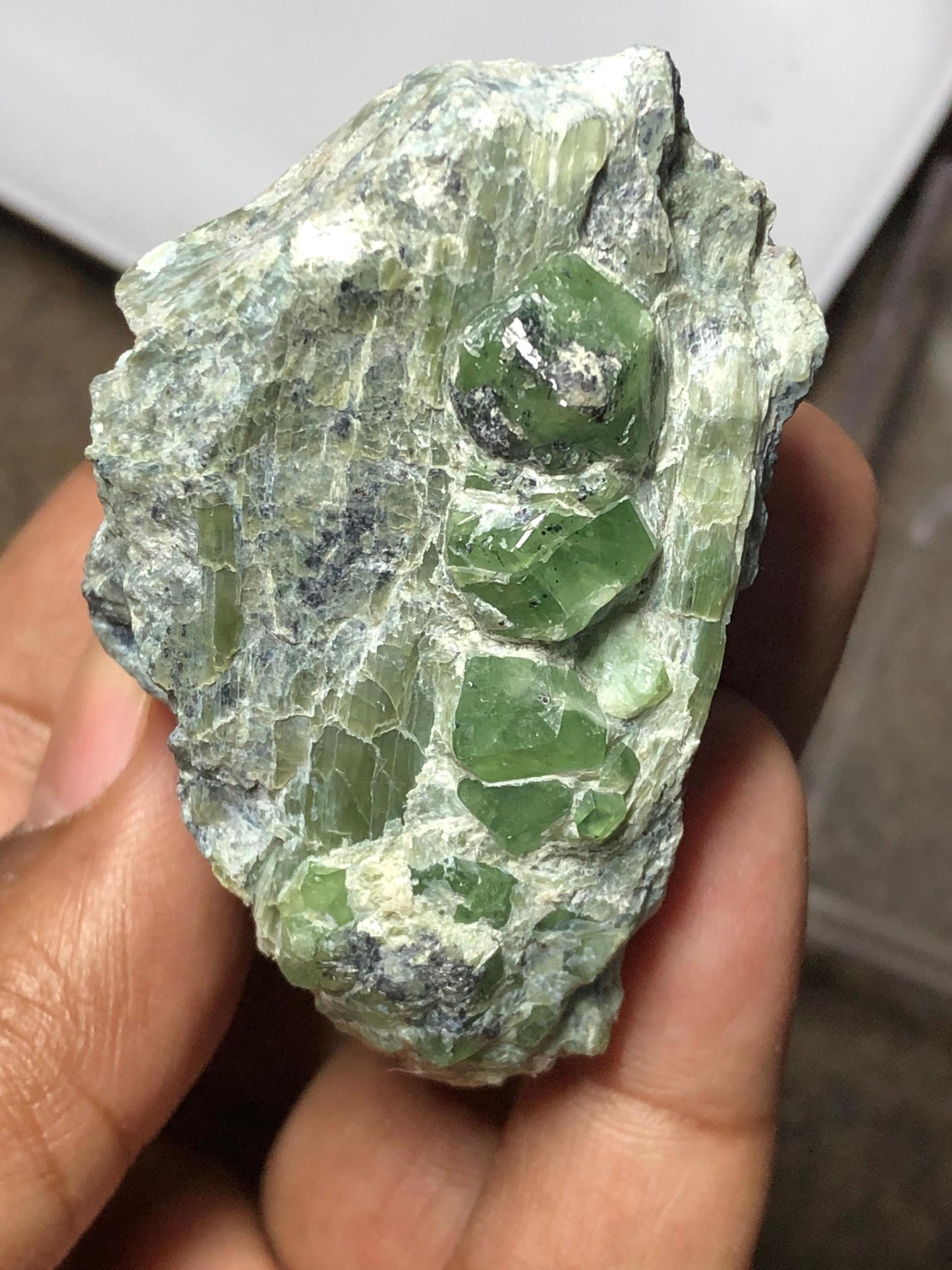 Green Demantoid Garnet Crystal in Matrix | Natural Garnet Specimen