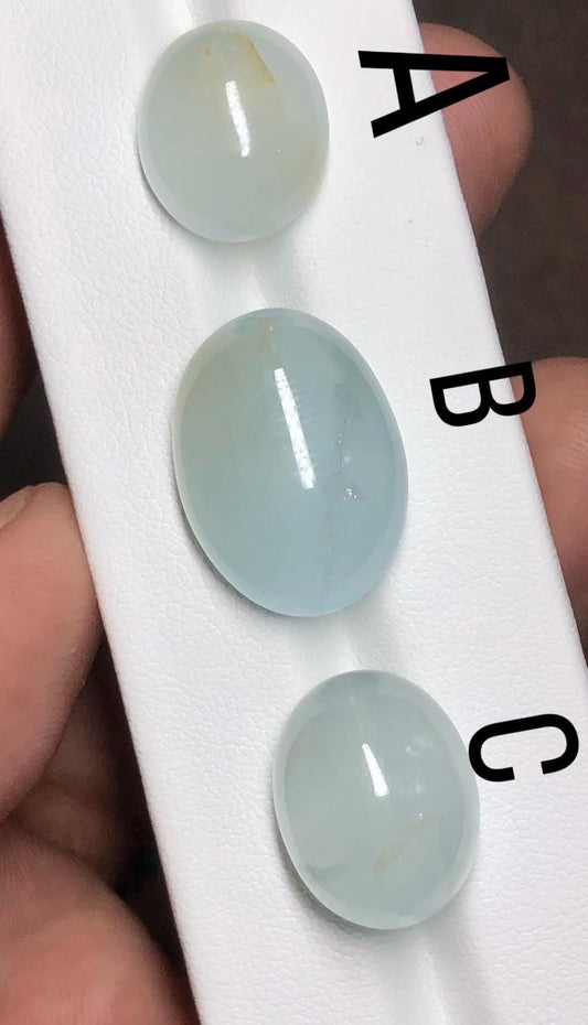 Natural Milky Aquamarine Cabochon – Soft Blue Polished Gemstone