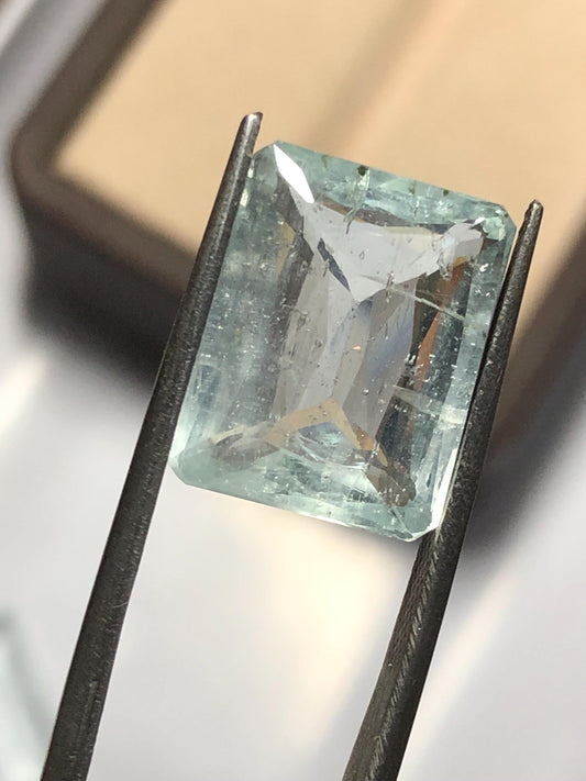 Natural Aquamarine 9.695 Carat | Sky Blue Emerald Cut Loose Gemstone | March Birthstone Jewelry Stone