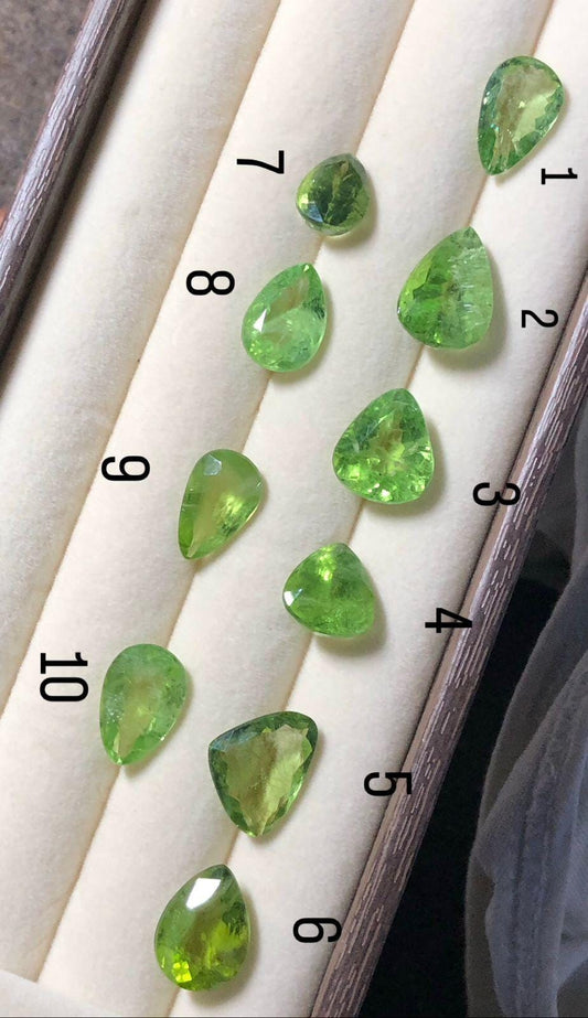 Faceted Pear Peridot Gemstone | Lime Green August Birthstone