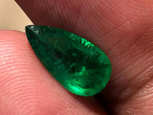 Natural Swat Emerald 1.345 Carat Pear Cut | Certified Pakistan Emerald Loose Gemstone for Ring Pendant Jewelry