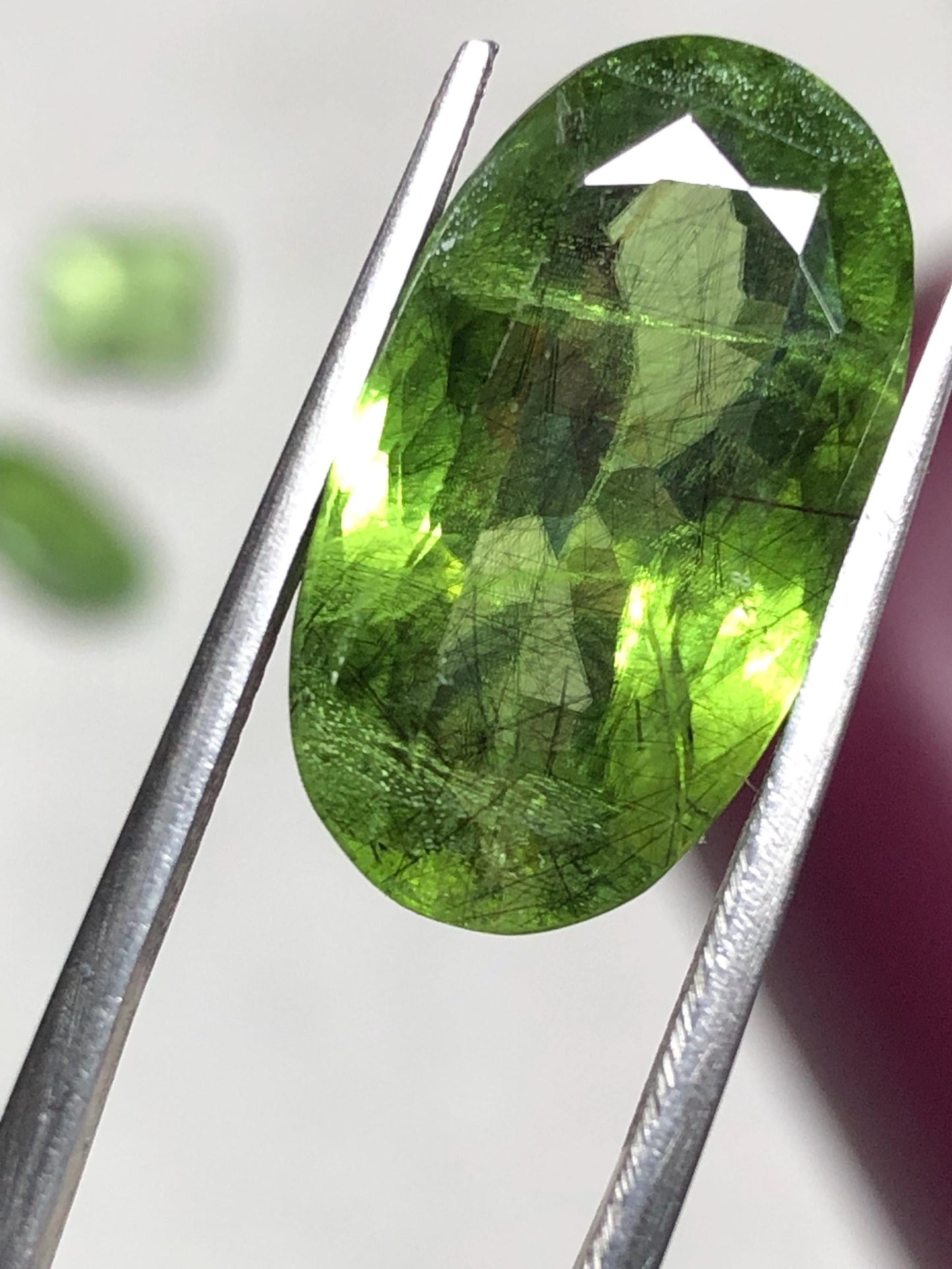 Natural 15.86 Carat Faceted Oval Peridot | Vibrant Green Peridot Gemstone