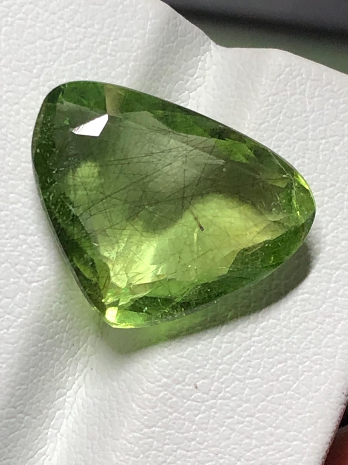 Natural Rutile Peridot 8.87 Ct Fancy Cut – Peridot 13.3×17.1 mm – Rare Collector Gem