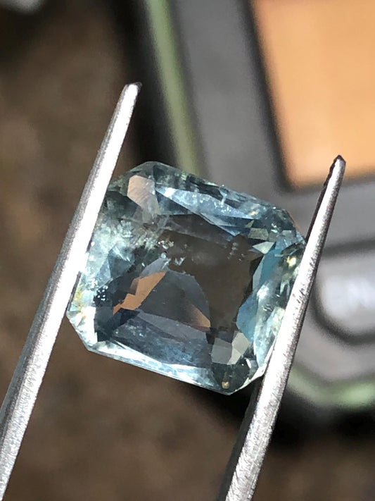 Natural Aquamarine 5.22 Ct | Square Emerald Cut | Light Blue Loose Gemstone for Fine Jewelry