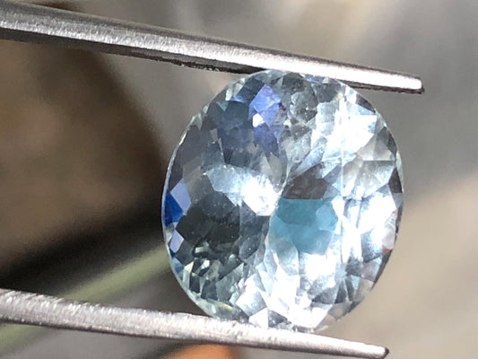 7.75 Ct Oval Aquamarine Gemstone | Sky Blue Beryl, Pakistan Mine