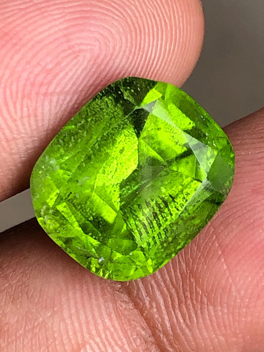 Pakistan Peridot Gemstone | 12.395 Carat Cushion Cut