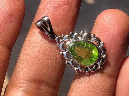 Natural Peridot Pendant Necklace  | 925 Sterling Silver Locket