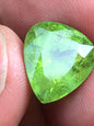 Natural Rutile Peridot Gemstone | 10.58 Carat Trillion Cut