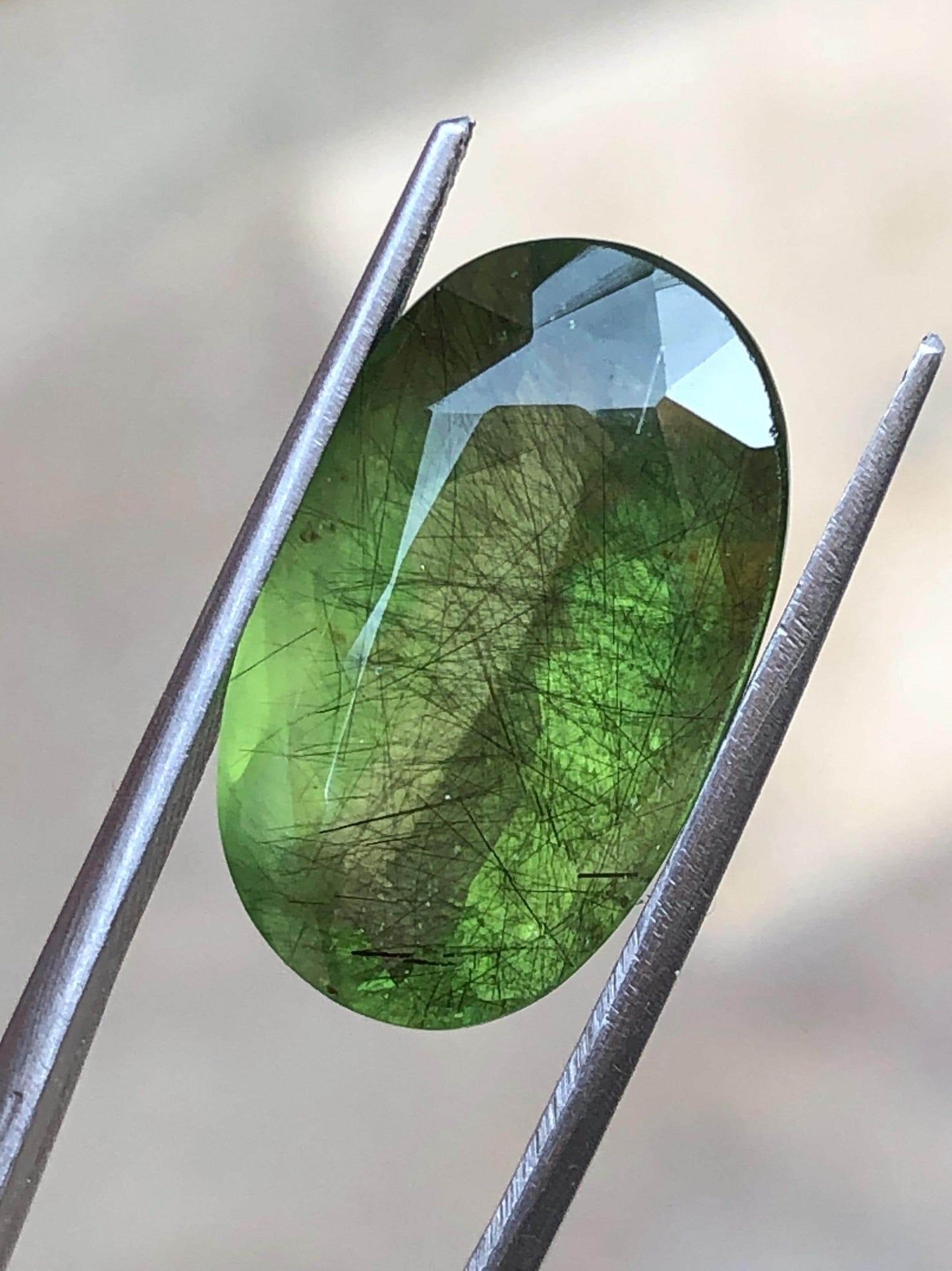 Natural Rutile Peridot 13.54 Carat | Oval Cut Green Gemstone