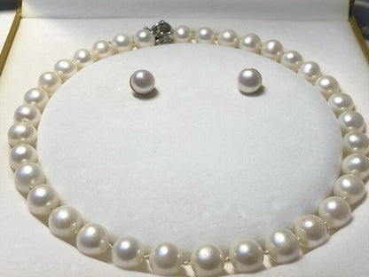 Natural Pearl Necklace | 11mm Pearls Jewelry Set