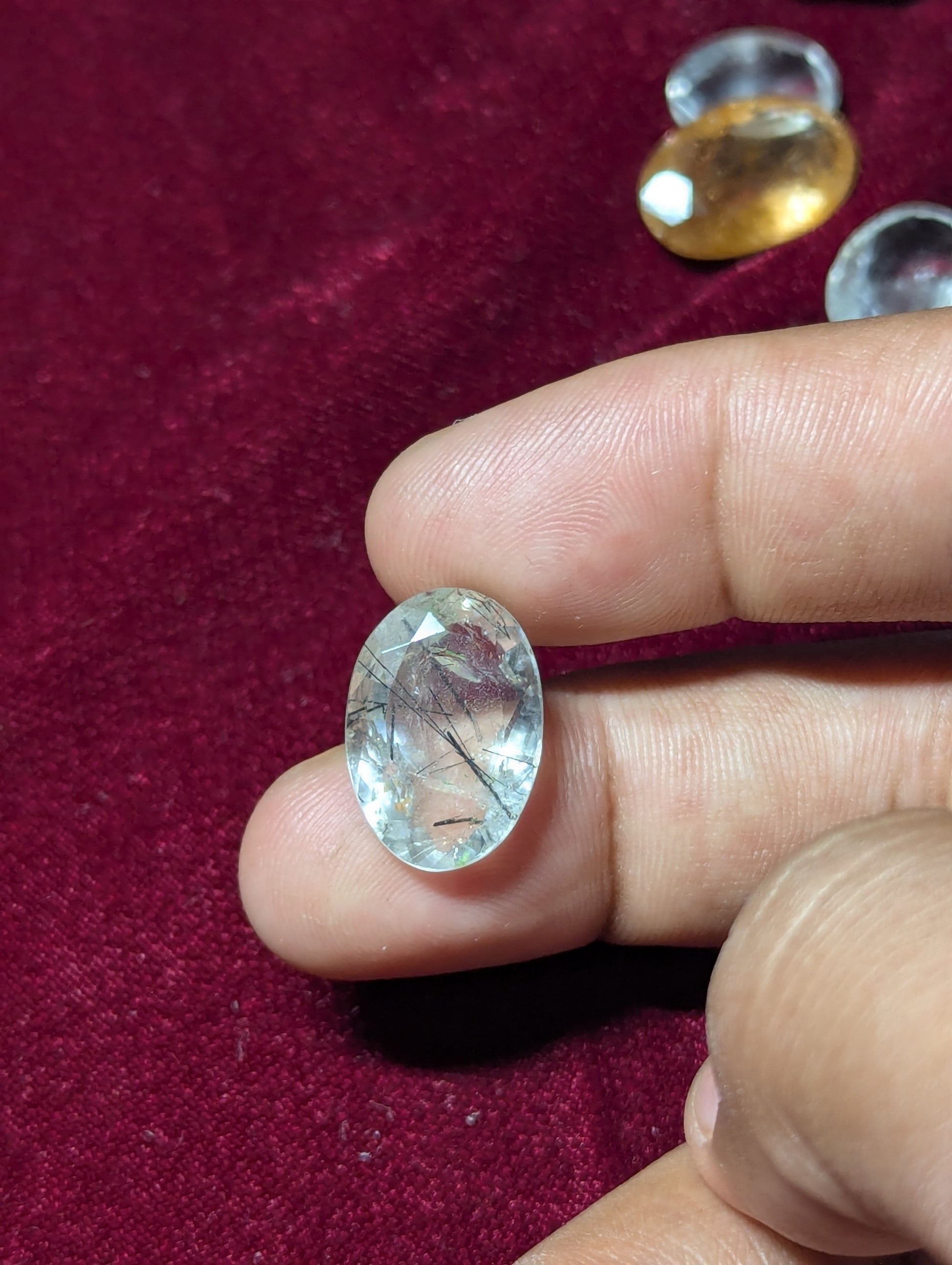 transparent quartz oval stone