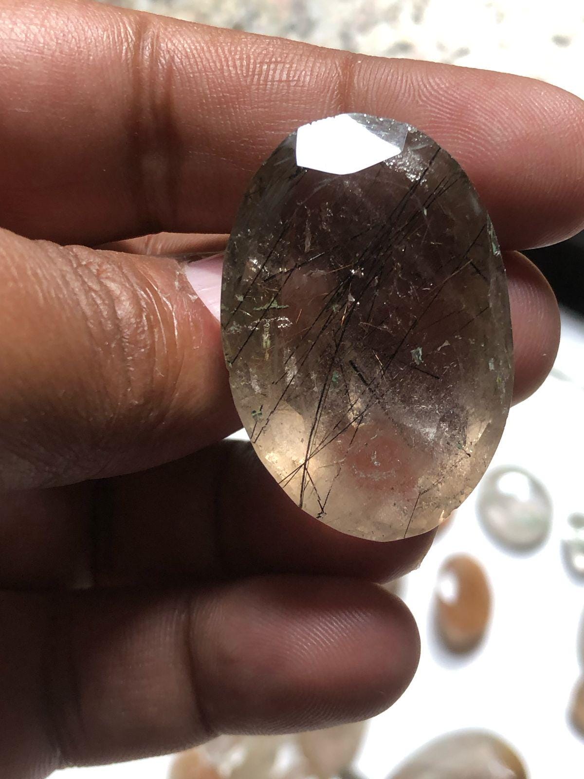 Rare rutile Quartz | 45x30mm Loose Gemstone - Image 3