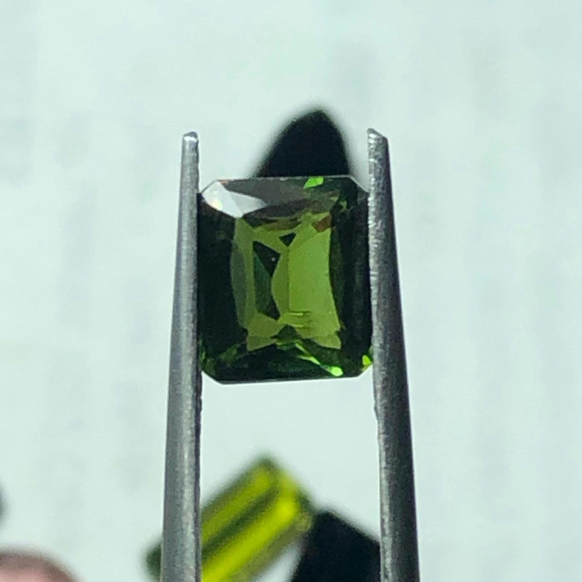 2.255 Carat Natural Green Tourmaline Gemstone | Square Cut Loose Tourmaline