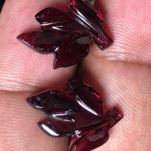 11.295 Ct Natural Red Tourmaline Leaf Carving Pair | Hand-Carved Gemstones for Earrings