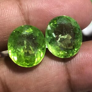 21.695 Carat Oval Cut Peridot Pair | Natural Green Gemstones | Loose Pair for Earrings