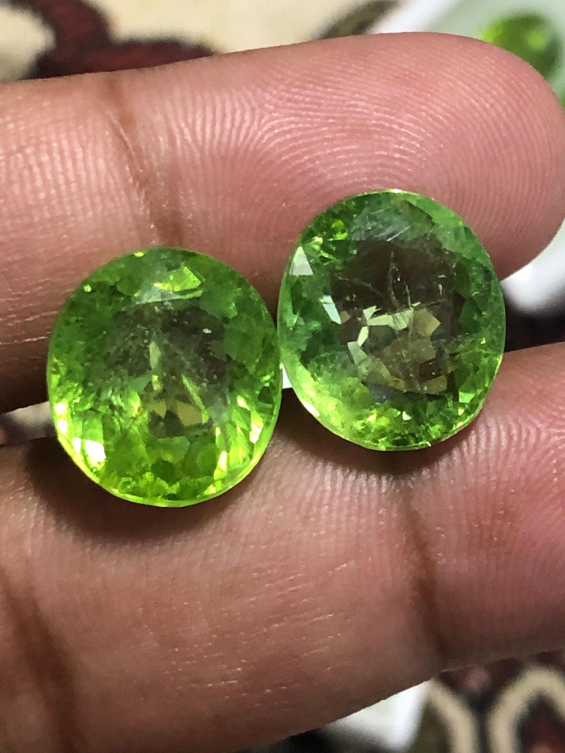 21.695 Carat Oval Cut Peridot Pair | Natural Green Gemstones | Loose Pair for Earrings