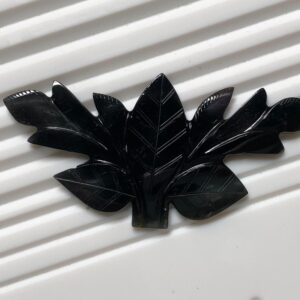 34.750 Carat Natural Black Tourmaline Leaf Carving – Handcrafted Gemstone