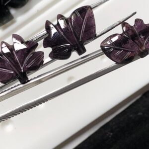 Natural 18.65ct Leaf Carved Purple Tourmaline Set – Handcrafted Gemstone Carvings